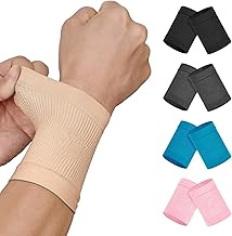 KEKING® Compression Wrist Sleeves for Women Men, 1 Pair, Premium Wrist Support Bands for Carpal Tunnel, Improve Circulation & Recovery, Tendonitis, Tennis, Sports - Wrist Brace Wrist Wraps, Beige S